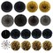 21 Pieces Party Decoration, Black and Gold Hanging Paper Fans, Pom Poms Flowers, Garlands String Polka Dot and Triangle Bunting Flags for Birthday Parties Wedding Décor, Table & Wall Decorations